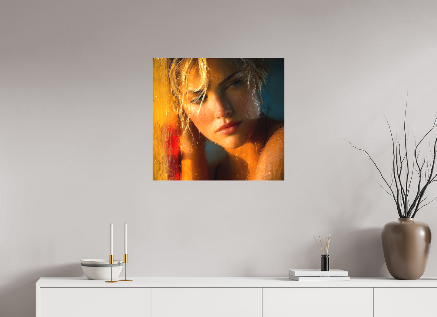 64,6 x 60 cm, TELA OPACA SU TELAIO Douceur Mélancolique