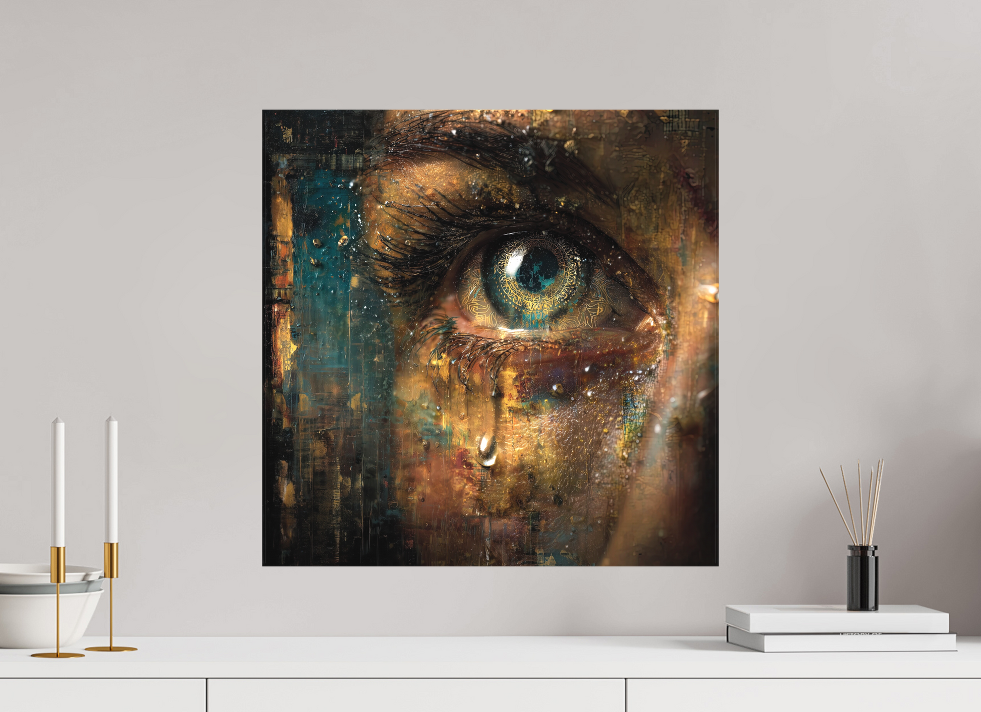 50 x 50 cm, TELA OPACA SU TELAIO Tears of Awareness