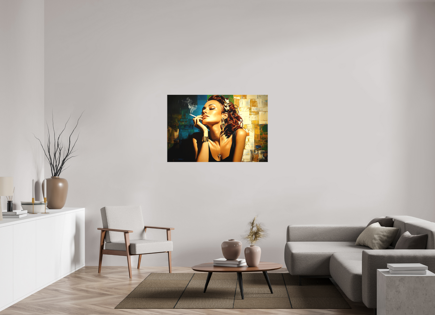 120 x 80 cm, TELA OPACA SU TELAIO Relax and Smoke