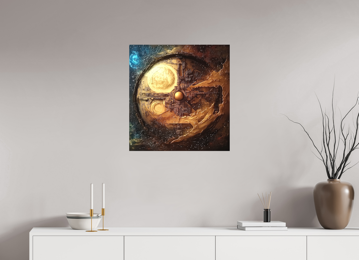 60 x 63,6 cm, TELA OPACA SU TELAIO Dysonian Storm