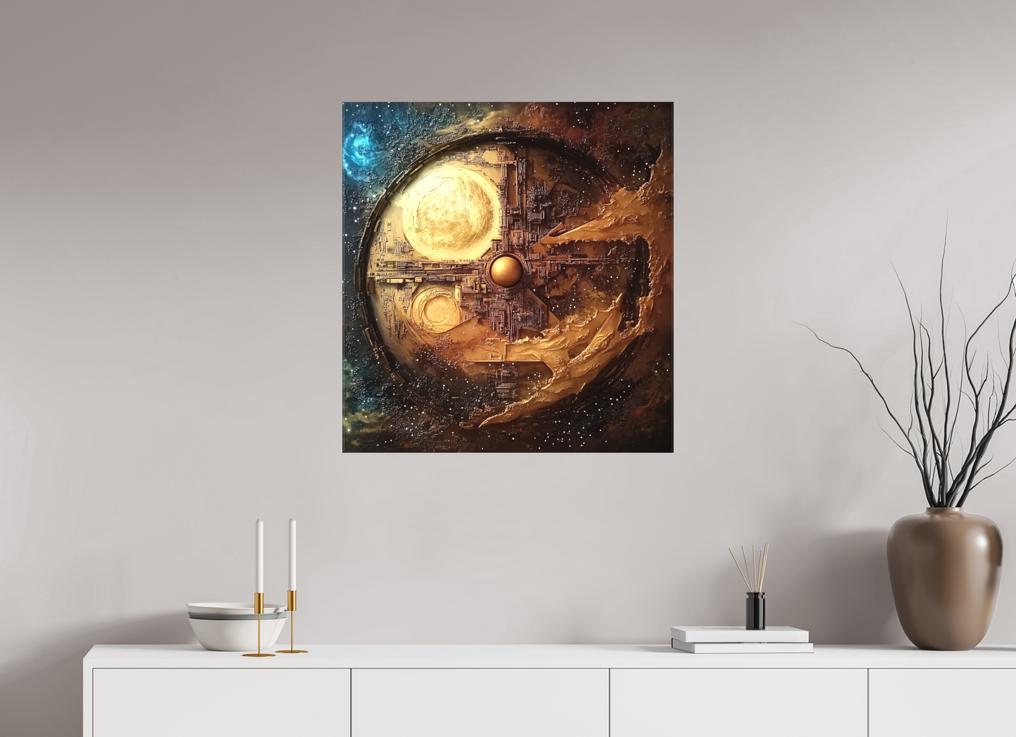 70 x 74,2 cm, TELA OPACA SU TELAIO Dysonian Storm