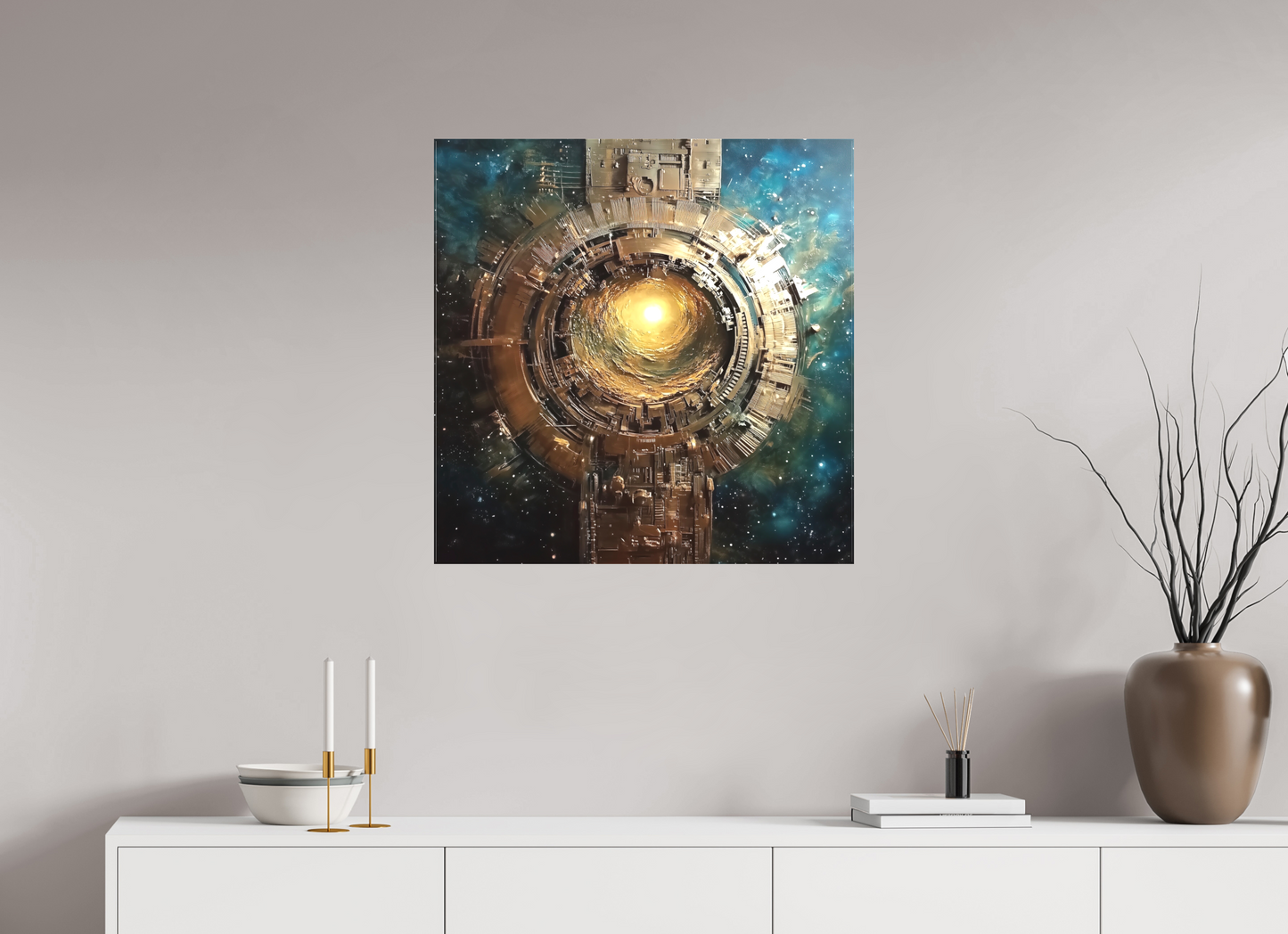 70 x 70,9 cm, TELA OPACA SU TELAIO To a New World