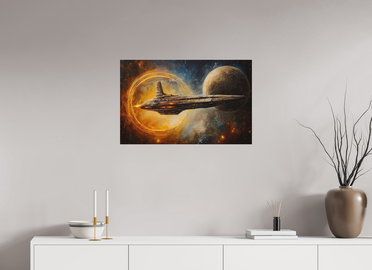 78,1 x 50 cm, Stampa diretta su alluminio Dibond Space Ship