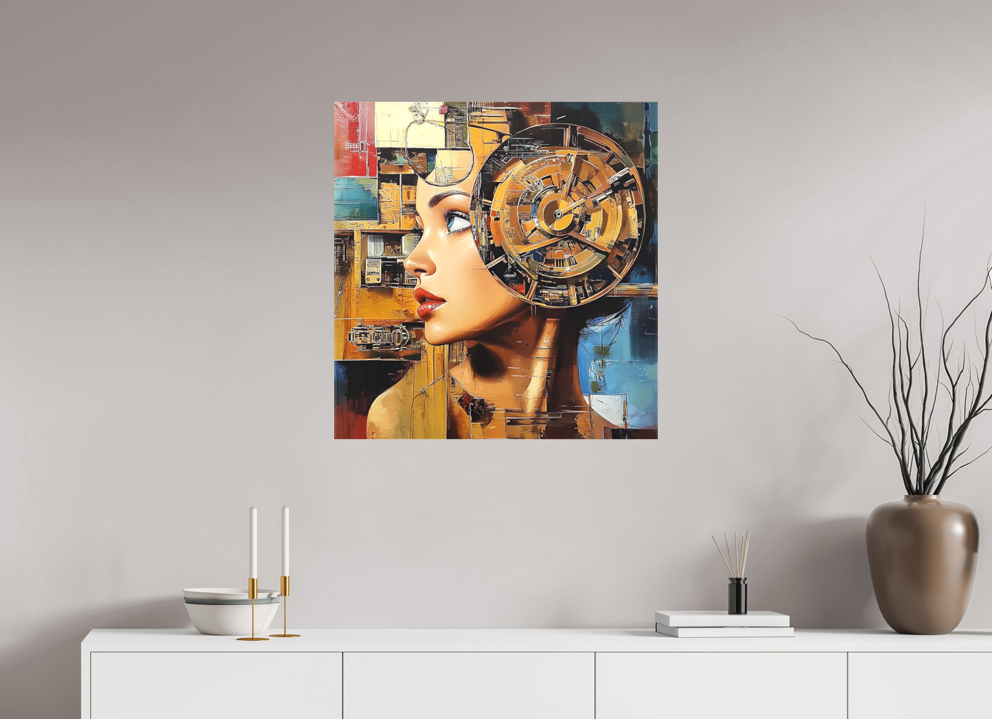 70 x 73,1 cm, TELA OPACA SU TELAIO Woman Machine