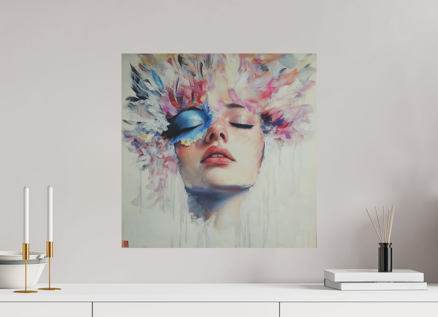 50 x 50 cm, Fine Art Canson Arches Aquarelle Rag su alluminio dibond Soul Raimbow