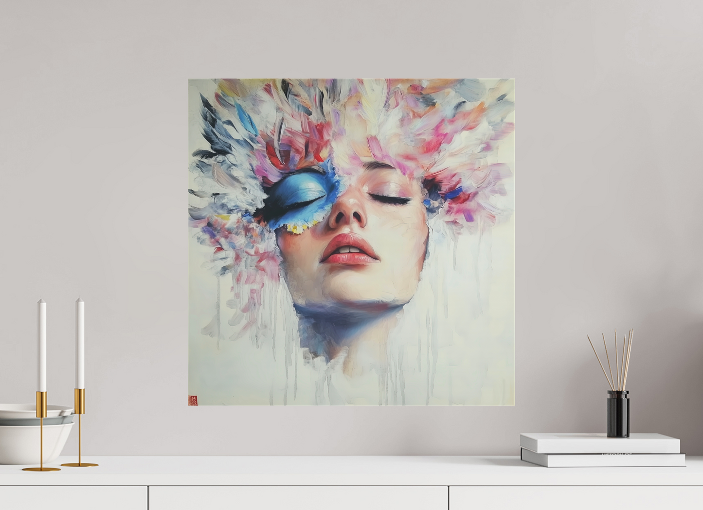 50 x 50 cm, TELA OPACA SU TELAIO Soul Raimbow