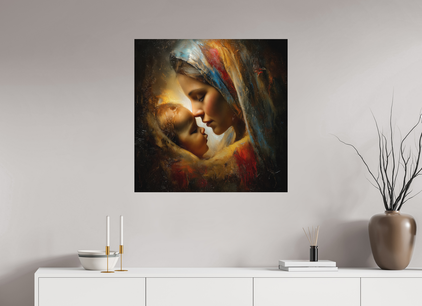 80 x 80 cm, Fine Art Canson Arches Aquarelle Rag su alluminio dibond Primo Abbraccio