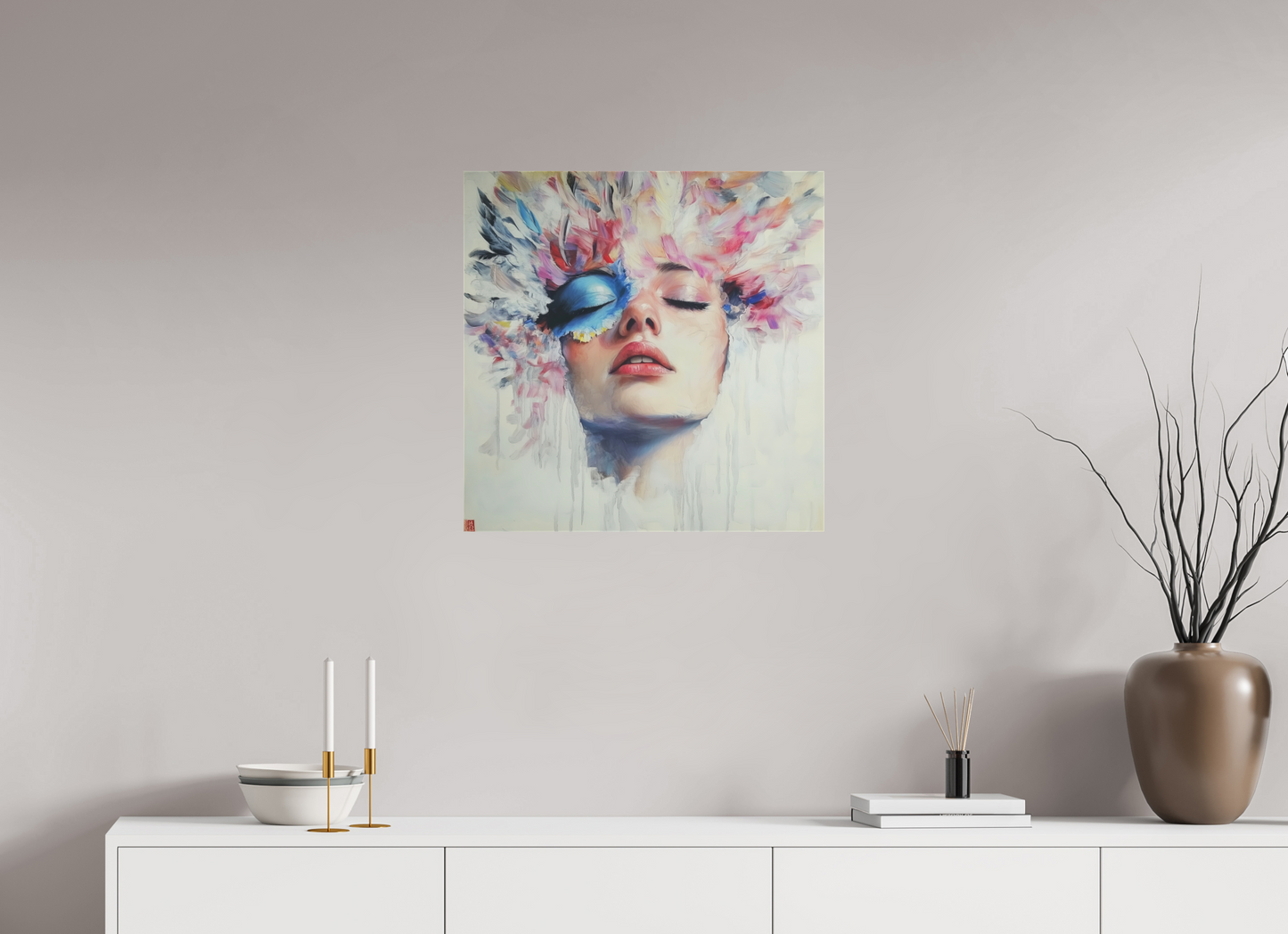 60 x 60 cm, TELA OPACA SU TELAIO Soul Raimbow