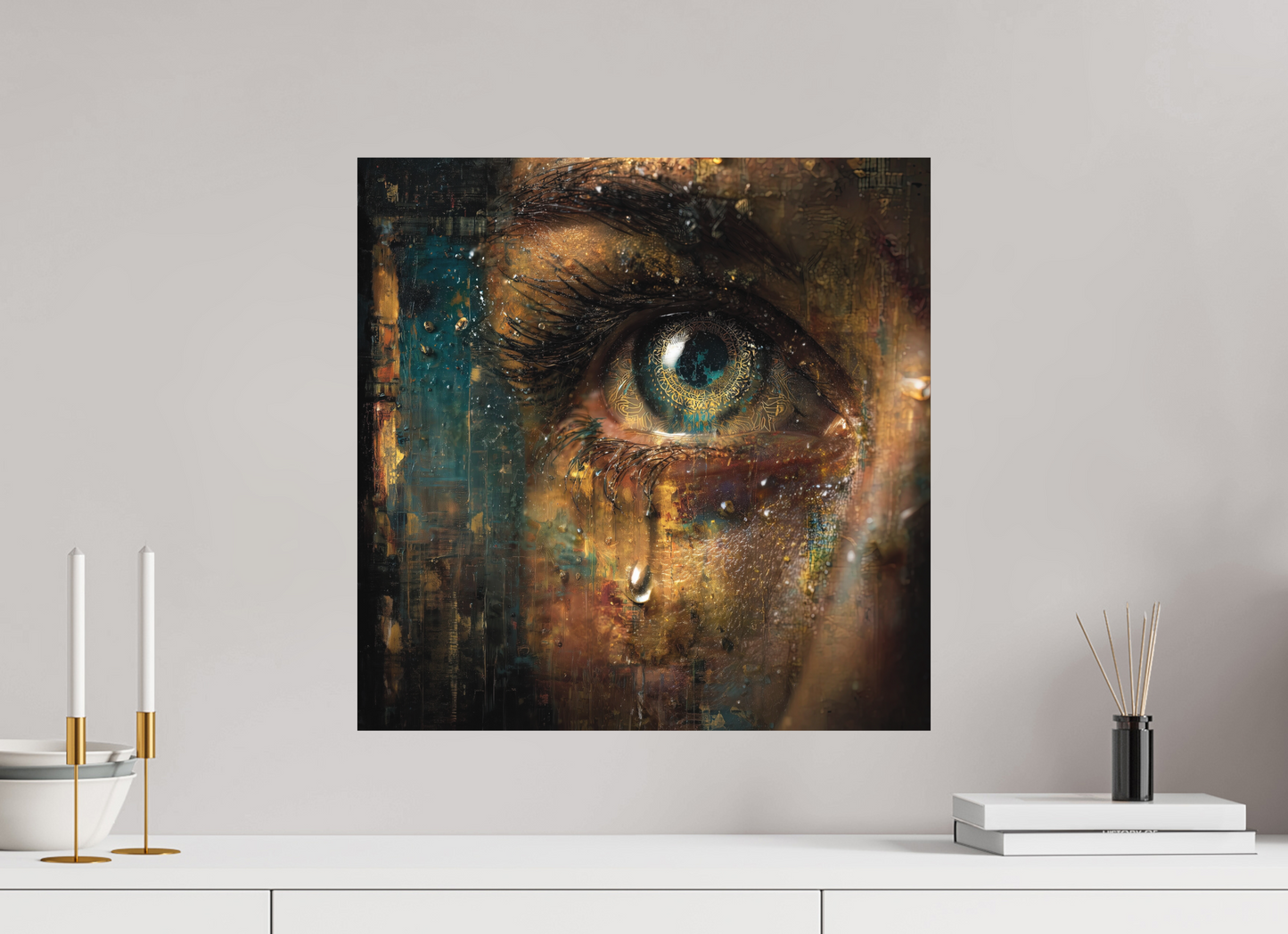 50 x 50 cm, Fine Art Canson Arches Aquarelle Rag su alluminio dibond Tears of Awareness