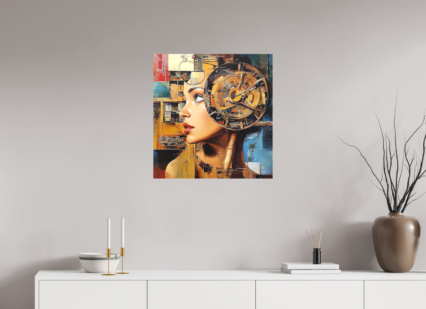 60 x 62,7 cm, TELA OPACA SU TELAIO Woman Machine