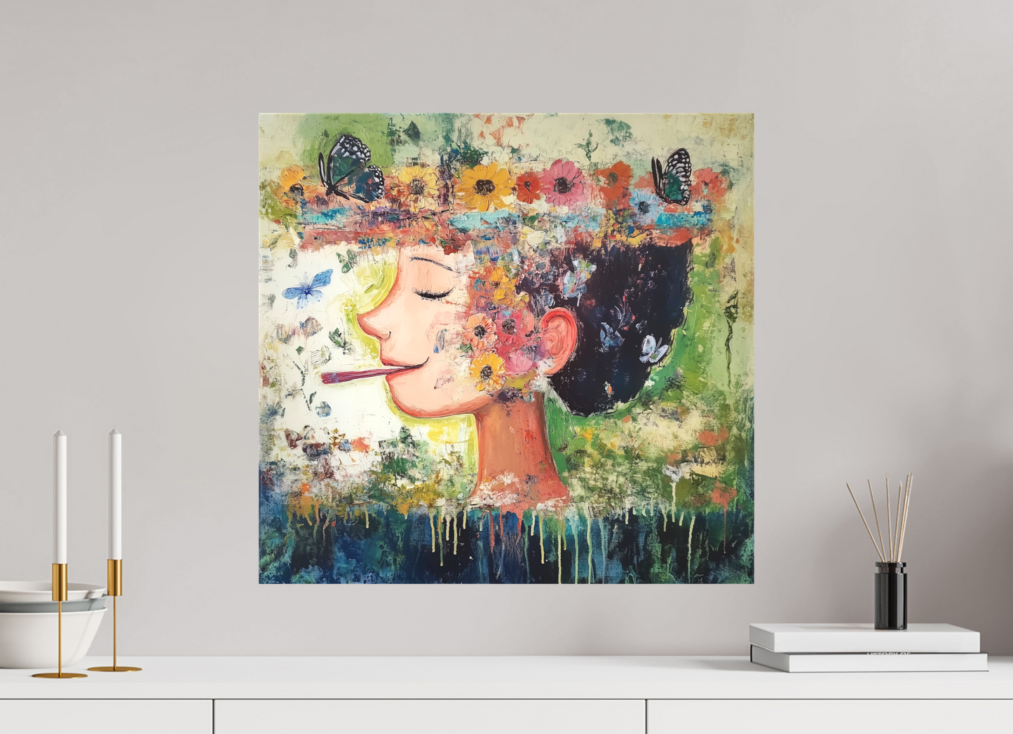 52,6 x 50 cm, TELA OPACA SU TELAIO Miss Nanchè