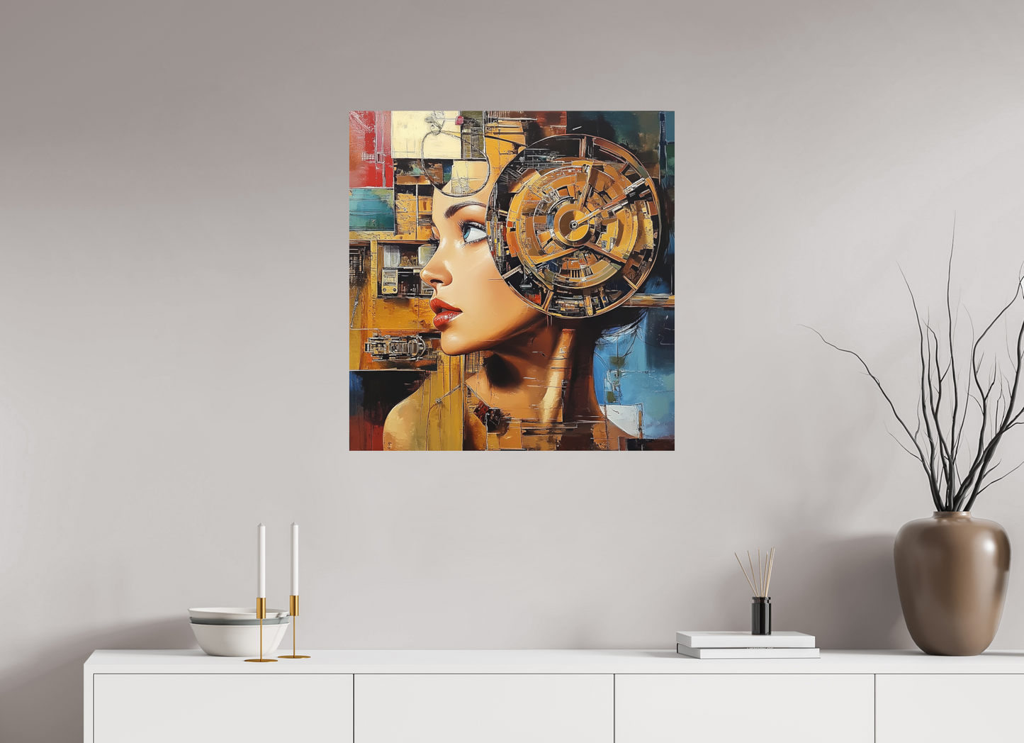 70 x 73,1 cm, Stampa diretta su alluminio Dibond Woman Machine