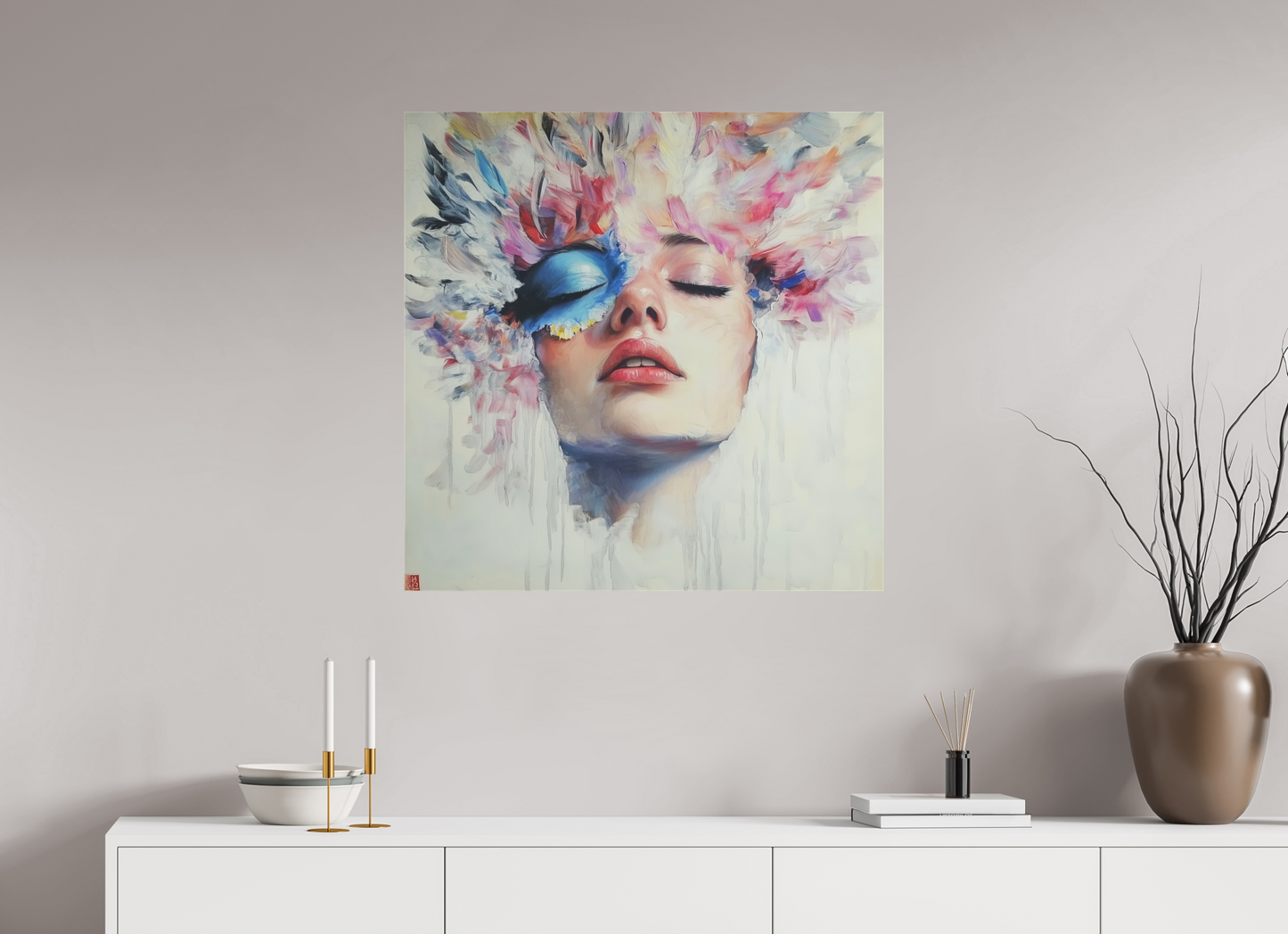 80 x 80 cm, TELA OPACA SU TELAIO Soul Raimbow