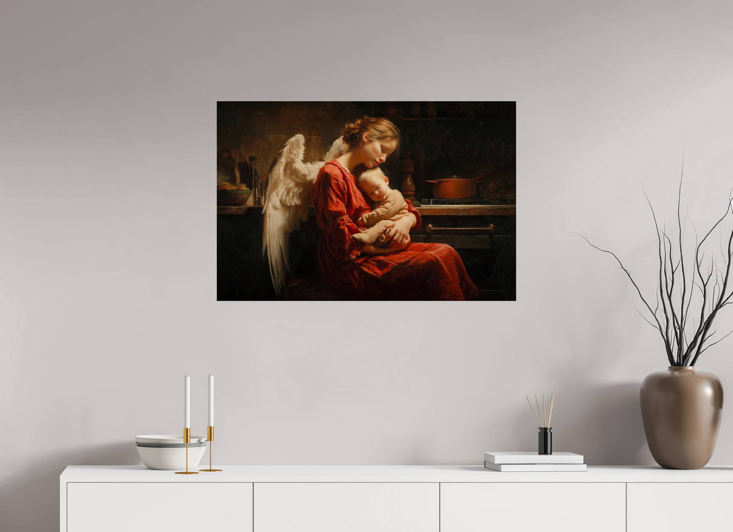 90 x 60 cm, Fine Art Pearl su alluminio dibond L'Amour Maternel