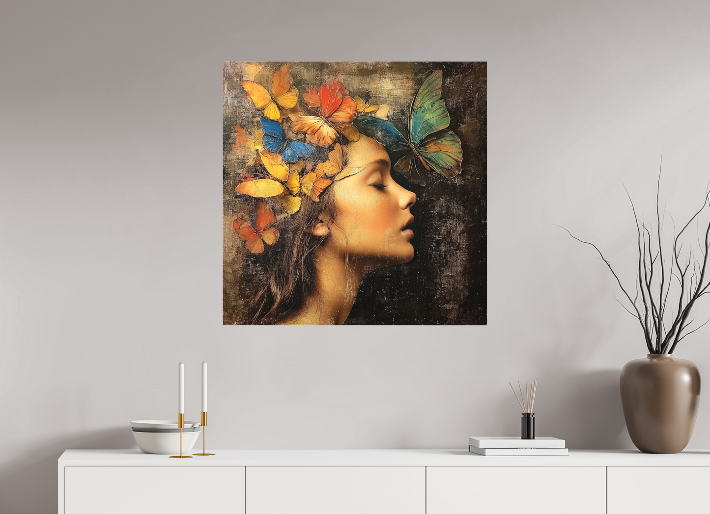 80 x 80 cm, TELA OPACA SU TELAIO Metamorphosis