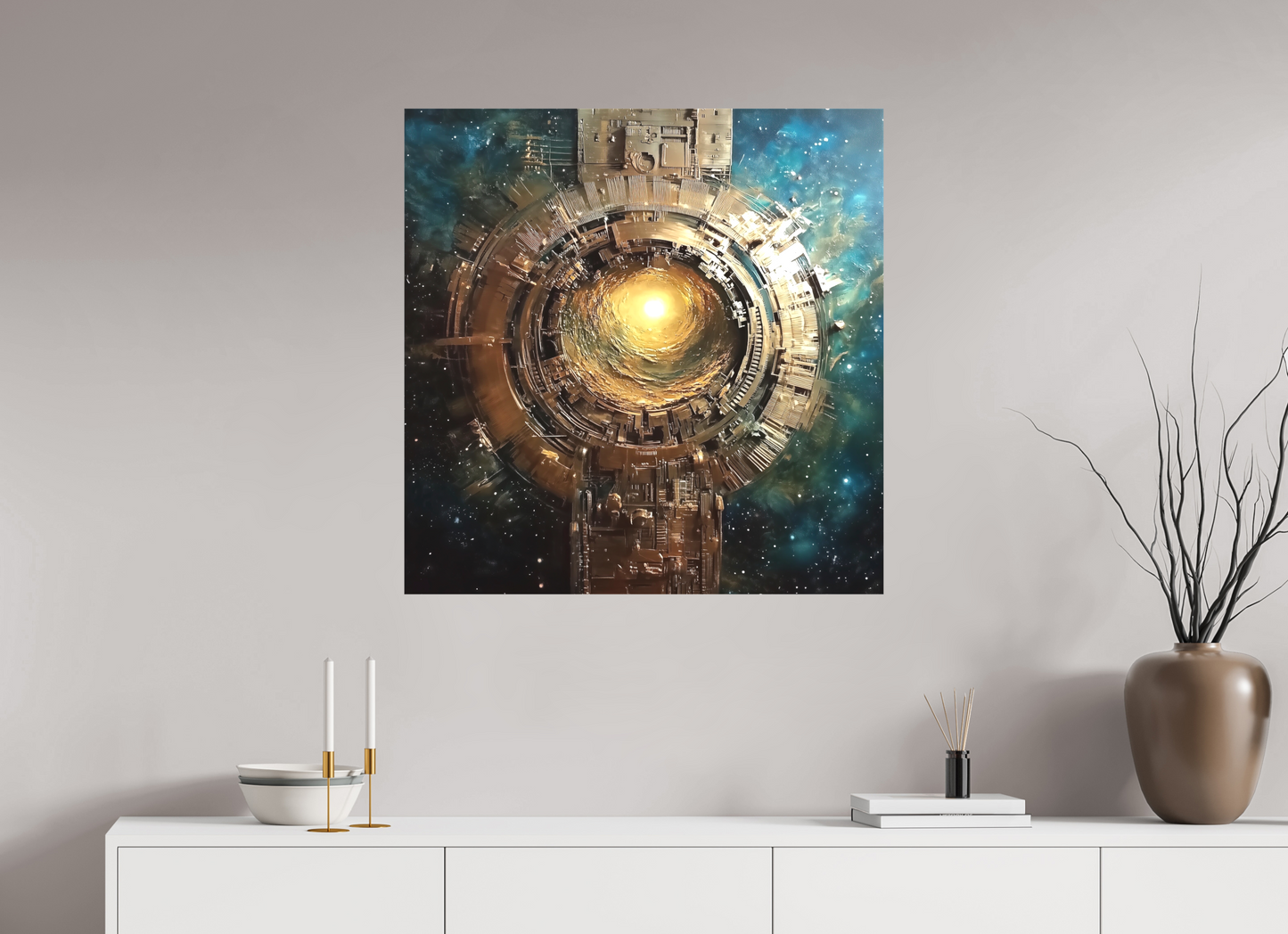 80 x 81,1 cm, TELA OPACA SU TELAIO To a New World