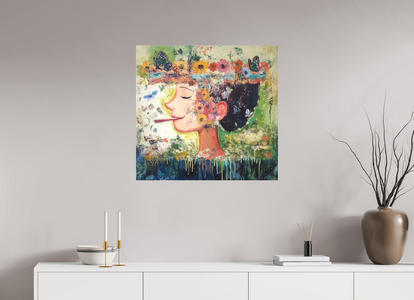 73,6 x 70 cm, TELA OPACA SU TELAIO Miss Nanchè