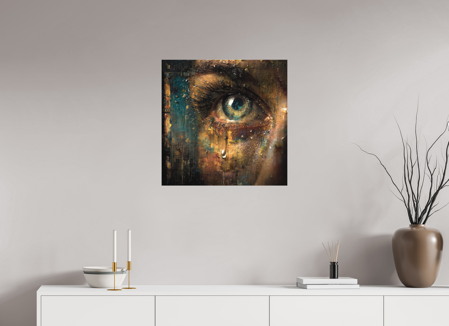 60 x 60 cm, TELA OPACA SU TELAIO Tears of Awareness